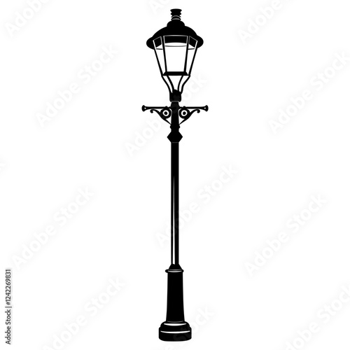 Vintage street lamp silhouette illustration streetlight vector