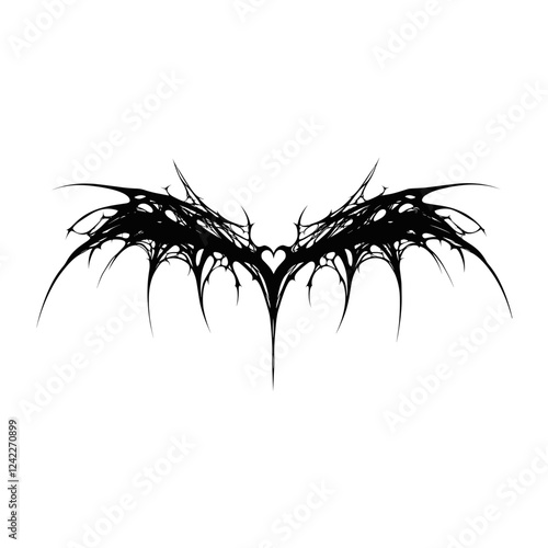 Abstract wing with heart gothic design wings vector