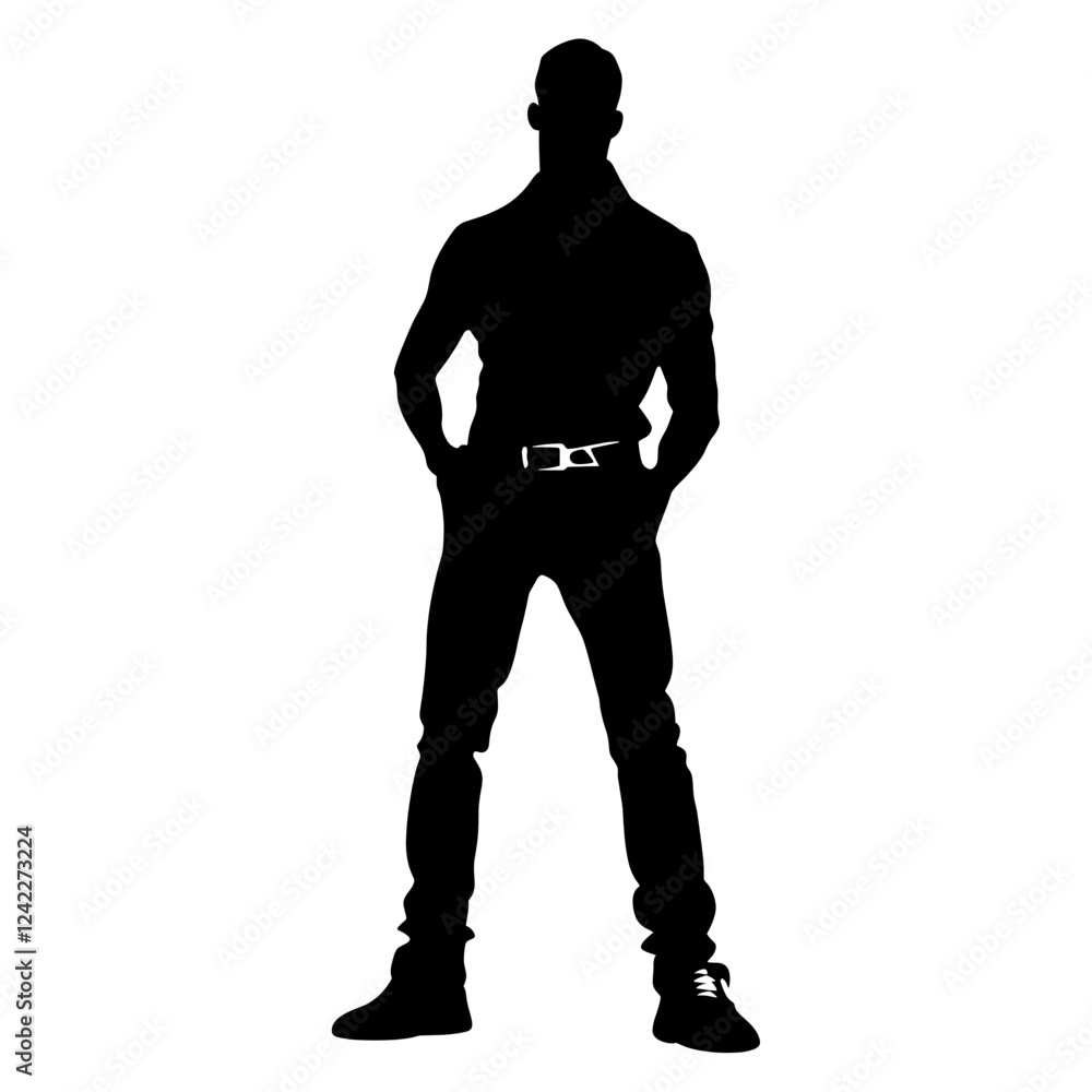 Man basketball player silhouette illustration standing vector Man basketball player silhouette illustration standing vector