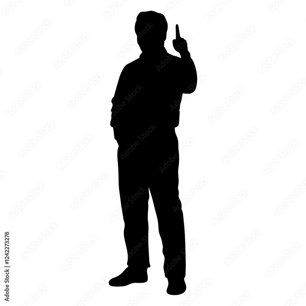 Man pointing finger up silhouette illustration person vector Man pointing finger up silhouette illustration person vector