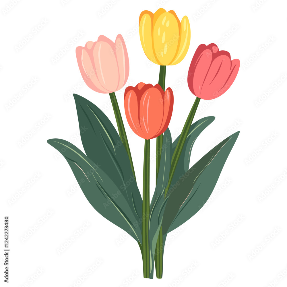 Fototapeta premium Tulip bouquet illustration flower art vector