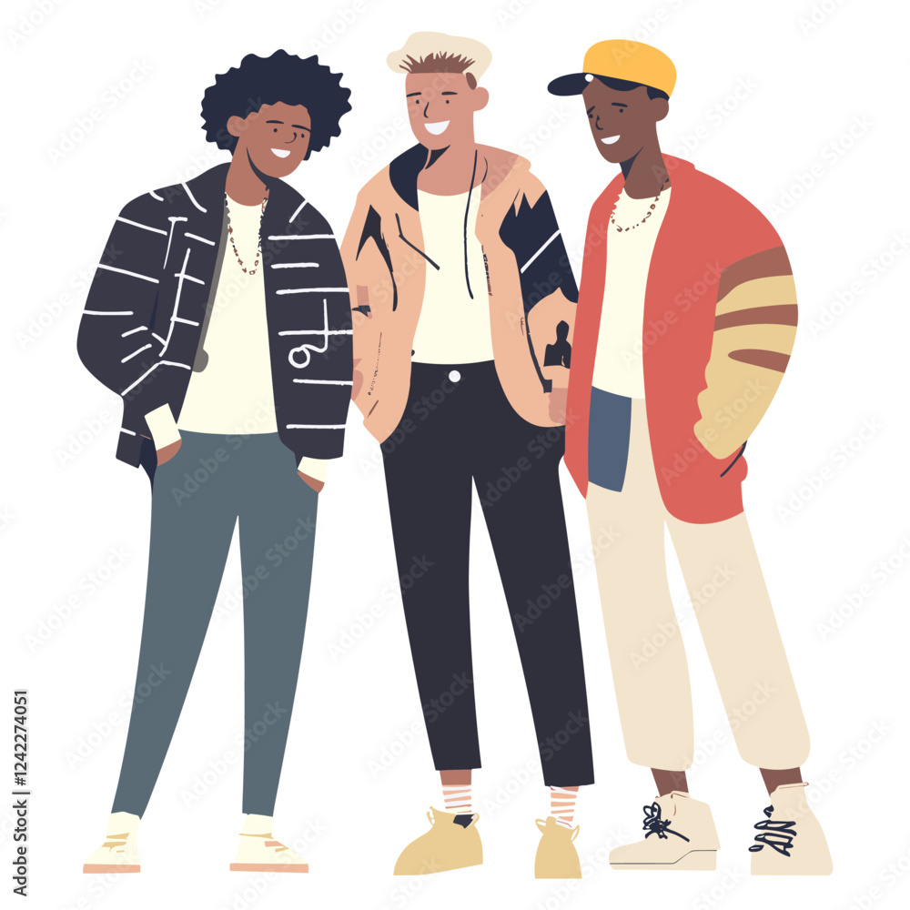 Obraz premium A multi-ethnic modern group of people illustration clothing person vector