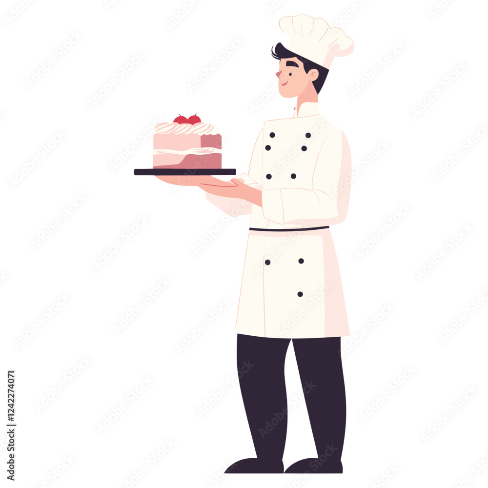 Illustration chef cake art vector Illustration chef cake art vector