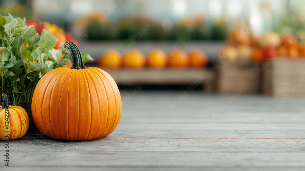Fresh pumpkins and squash displayed at farmer market, showcasing vibrant autumn colors and seasonal produce. warm hues evoke cozy fall atmosphere Fresh pumpkins and squash displayed at farmer market, showcasing vibrant autumn colors and seasonal produce. warm hues evoke cozy fall atmosphere
