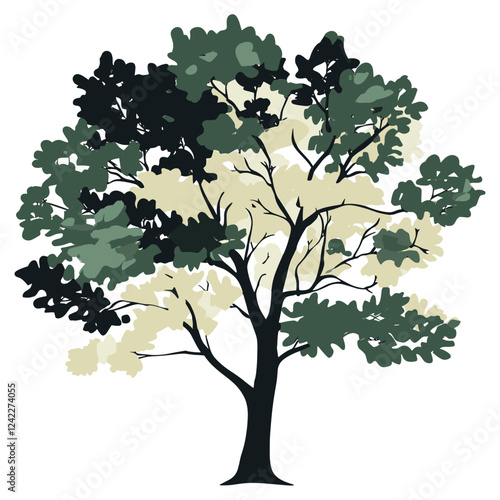 Autumn tree illustration art silhouette vector