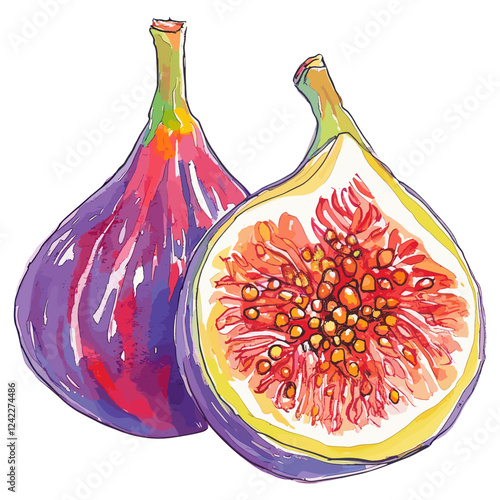 vectorFig fruit fig illustration watercolor