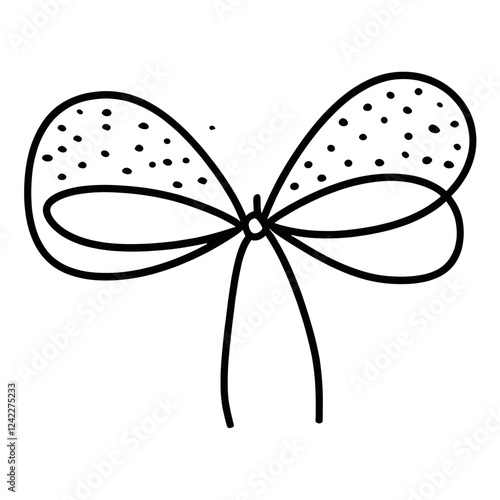 Bow ribbon art minimalist black vector