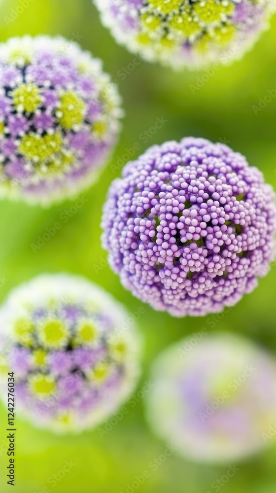 Closeup View Of Purple And Yellow Flower Clusters Closeup View Of Purple And Yellow Flower Clusters
