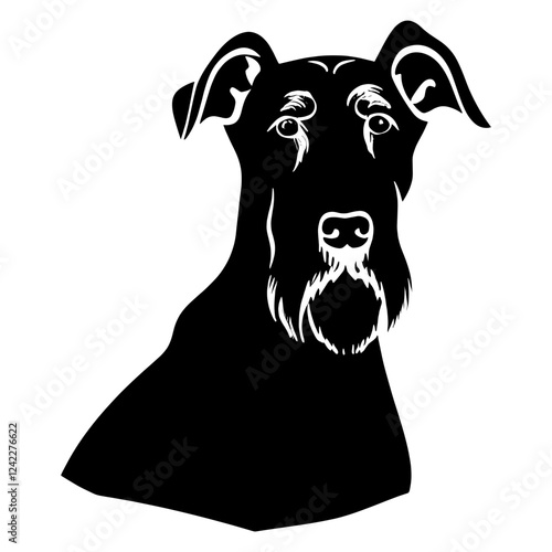 Collection portrait Airedale Terrier dog silhouette illustration terrier vector