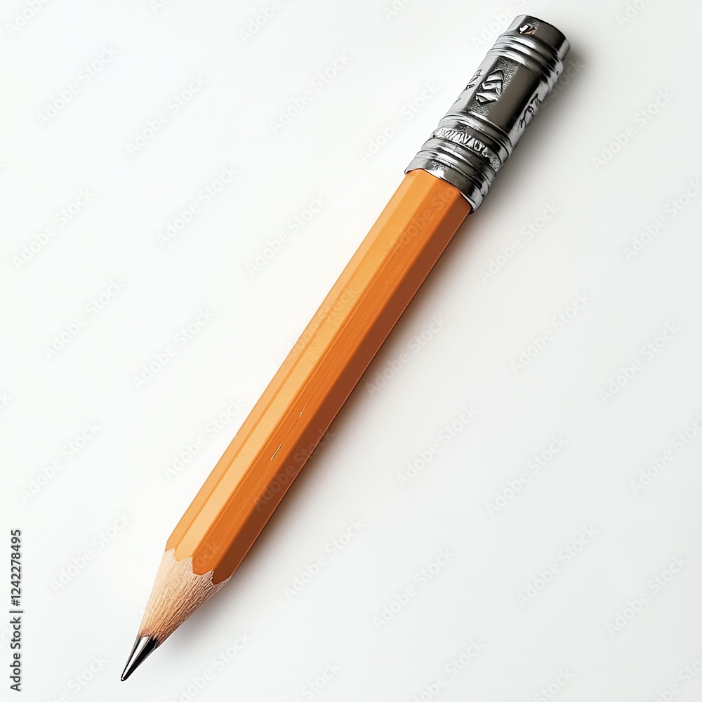 A close-up of a sharpened orange pencil resting against a neutral background, showcasing its simple yet classic design. A close-up of a sharpened orange pencil resting against a neutral background, showcasing its simple yet classic design.
