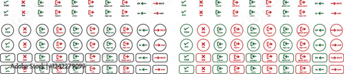 Login and logout icon set Set of sign out, Sign in vector vector collection. Open and close door symbol. Black in, out, exit and enter arrow, trendy flat style isolated on transparent background.