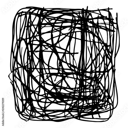 Abstract chaotic black line art vector