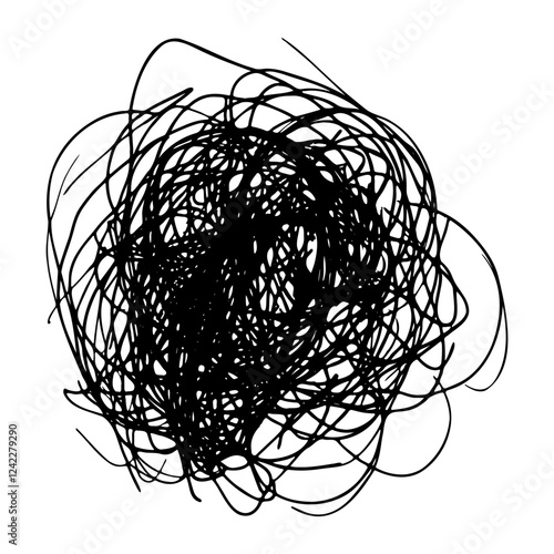 Abstract chaotic black lines vector