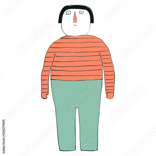 Person stadning wear swiming suit art whimsical drawing vector