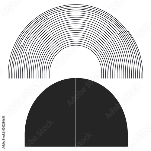 Abstract geometric semicircle shapes illustration design black vector