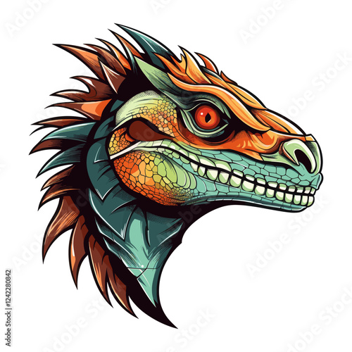 Wallpaper Mural Lizard face retro logo illustration colors prehistoric vector Torontodigital.ca