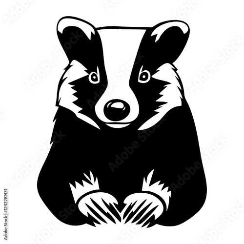Simple a badger linear illustration wildlife stencil vector