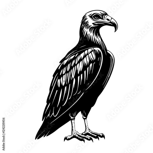 Simple vulture linear art illustration black vector
