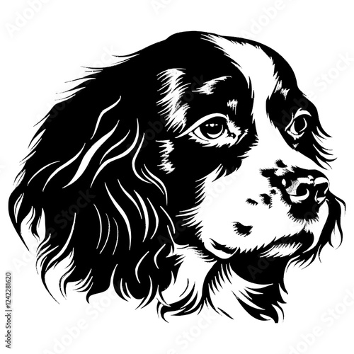 Collection portrait Cavalier King Charles Spaniel dog art illustration spaniel vector