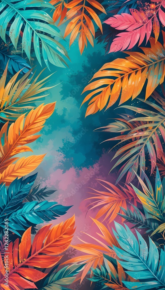 Vibrant Abstract Tropical Leaf Background Vibrant Abstract Tropical Leaf Background