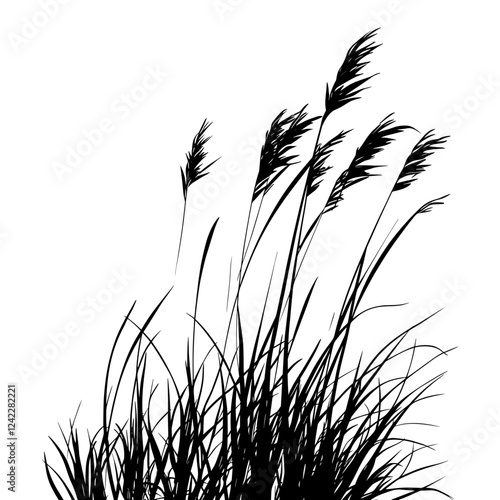 Blades of grass in the wind illustration simple plant vector