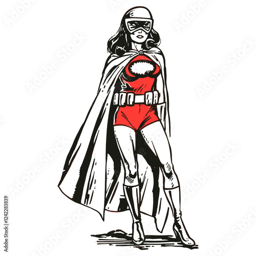 Female superhero comics illustration vintage vector