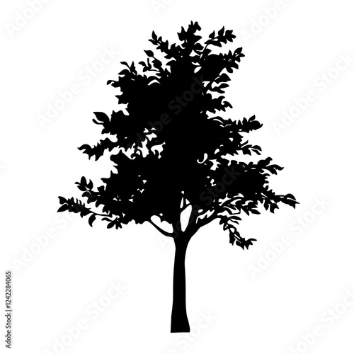 Apple tree silhouette illustration black vector