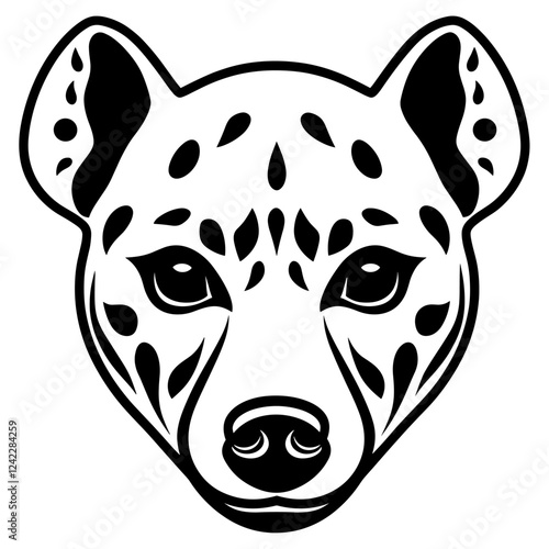 Hyena face linear art illustration animal vector