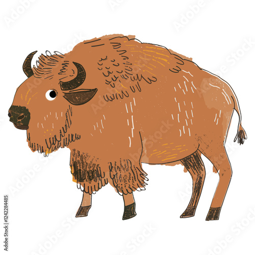 Cute bison illustration wildlife animal buffalo vector