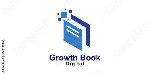 logo design combination of book and arrow, growth, digital, logo for financial reports, investment, symbol, icon, idea, creative.