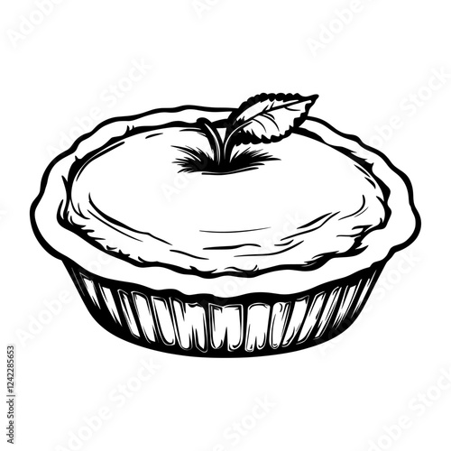 Simple apple pie linear art illustration dessert vector