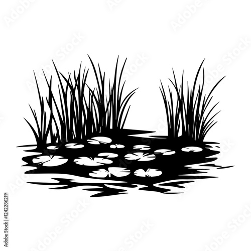 Pond linear pond illustration nature vector