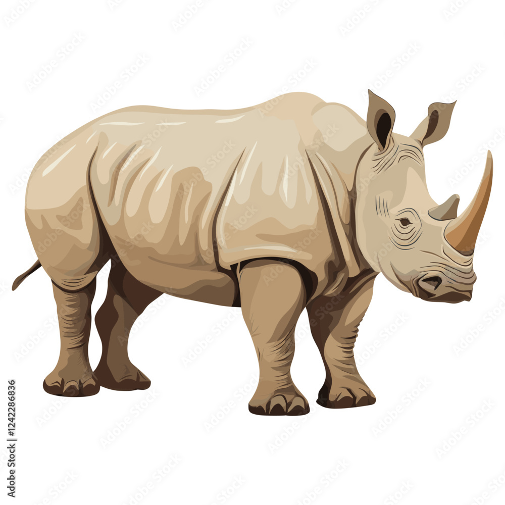 Fototapeta premium Rhinoceros walking rhino illustration wildlife vector