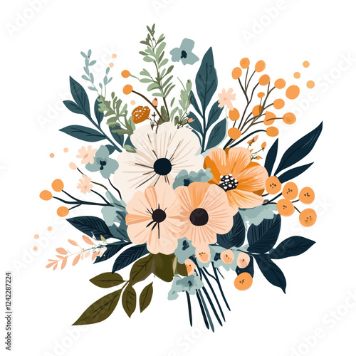 Individual bouquet floral illustration flowers art vector