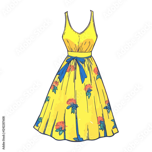 Sun dress fashion illustration clothing vector