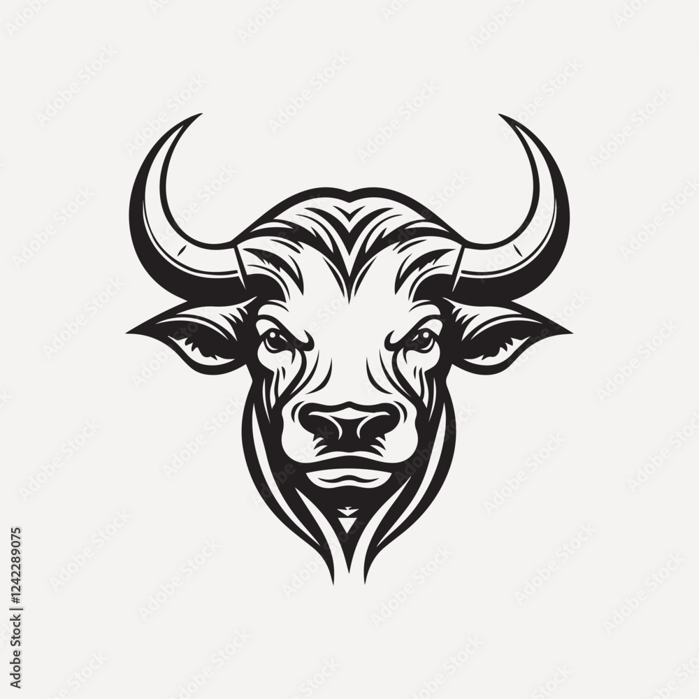 Bull flat old school illustration vector. Bull flat old school illustration vector.