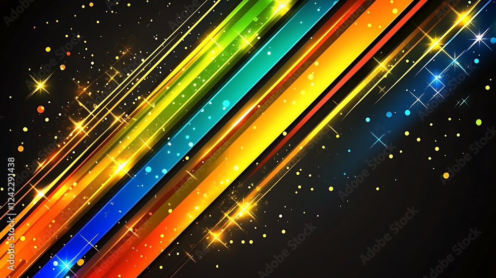 Obraz premium Abstract Colorful Diagonal Stripes With Glowing Lights