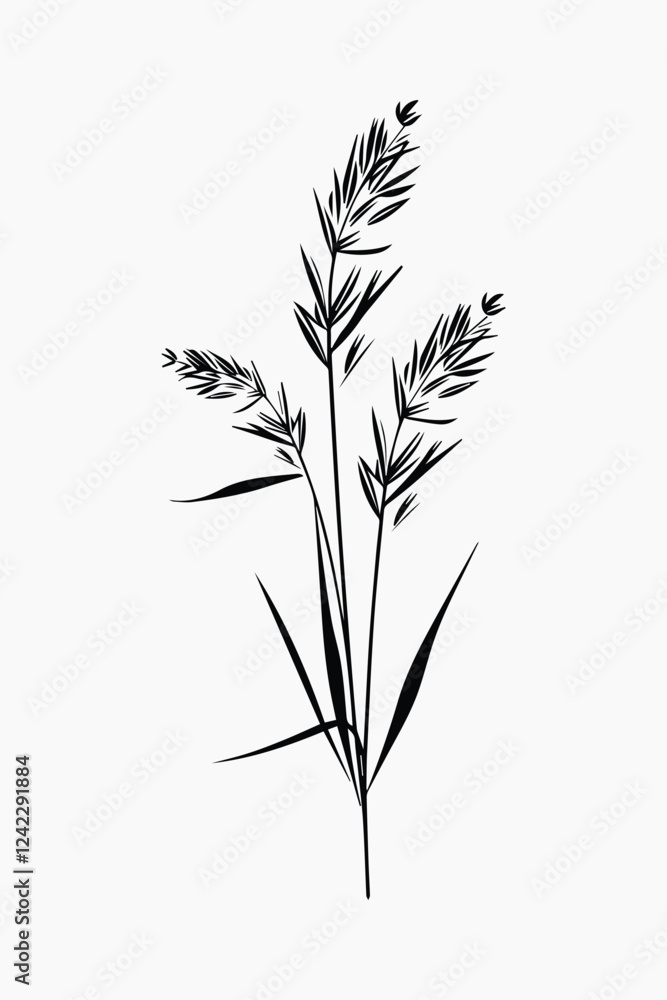Naklejka premium Minimalist botanical silhouette art vector