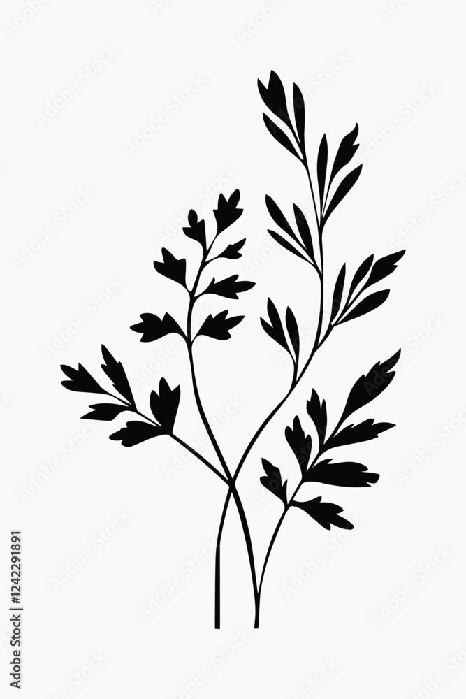 Fototapeta premium Minimalist botanical silhouette art vector