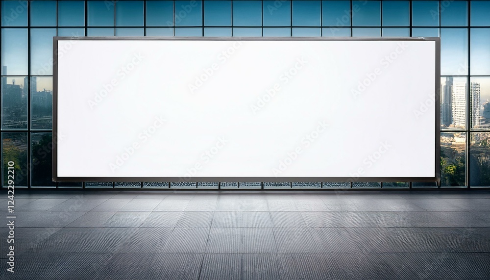 blank billboard on the wall. White blank screen billboard in the for new product or presentation with empty space. blank billboard on the wall. White blank screen billboard in the for new product or presentation with empty space.