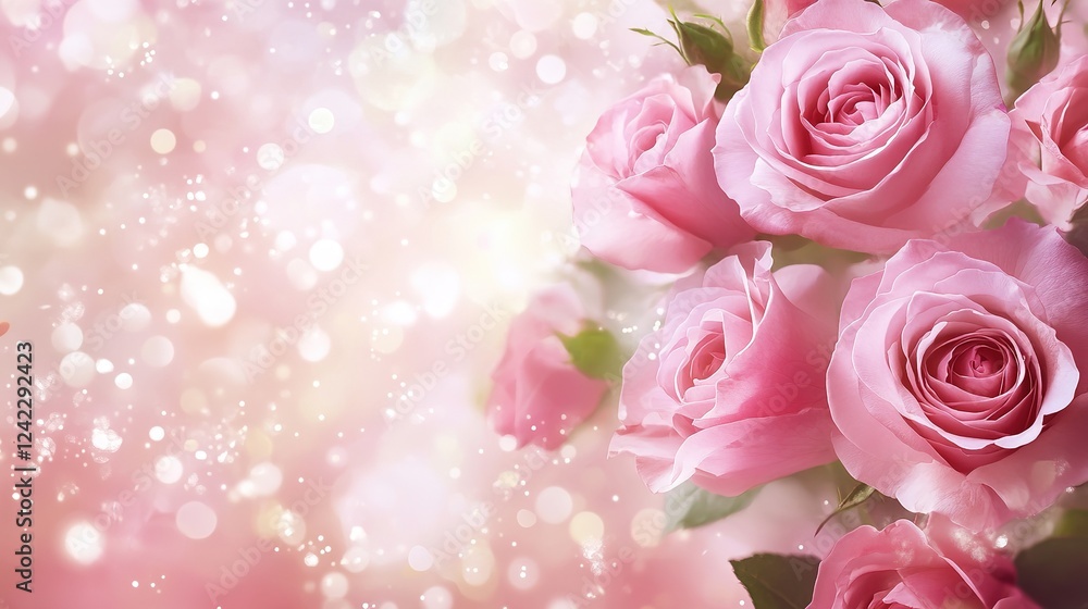Elegant Pink Roses with Soft Focus Bokeh Background Elegant Pink Roses with Soft Focus Bokeh Background