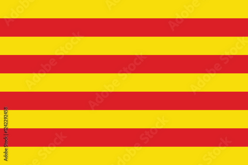Catalonia flag. Flag of Catalonia. Flag icon. Standard color. Standard size. Rectangular flag. Computer illustration. Digital illustration. Vector illustration.
