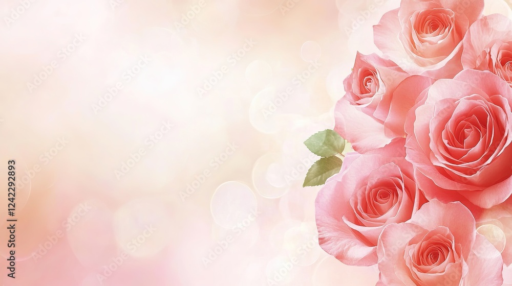 Elegant Pink Roses with Soft Focus Bokeh Background Elegant Pink Roses with Soft Focus Bokeh Background