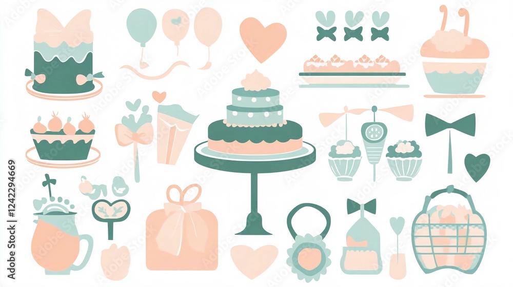 Cute Baby Themed Seamless Pattern Vector Illustration for Cards and Scrapbook Design