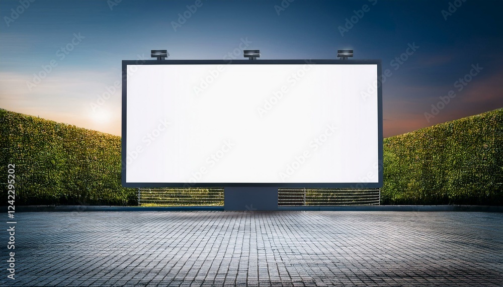 Obraz premium billboard on the road. Blank billboard on the street. White blank screen billboard in the for new product or presentation with empty space.