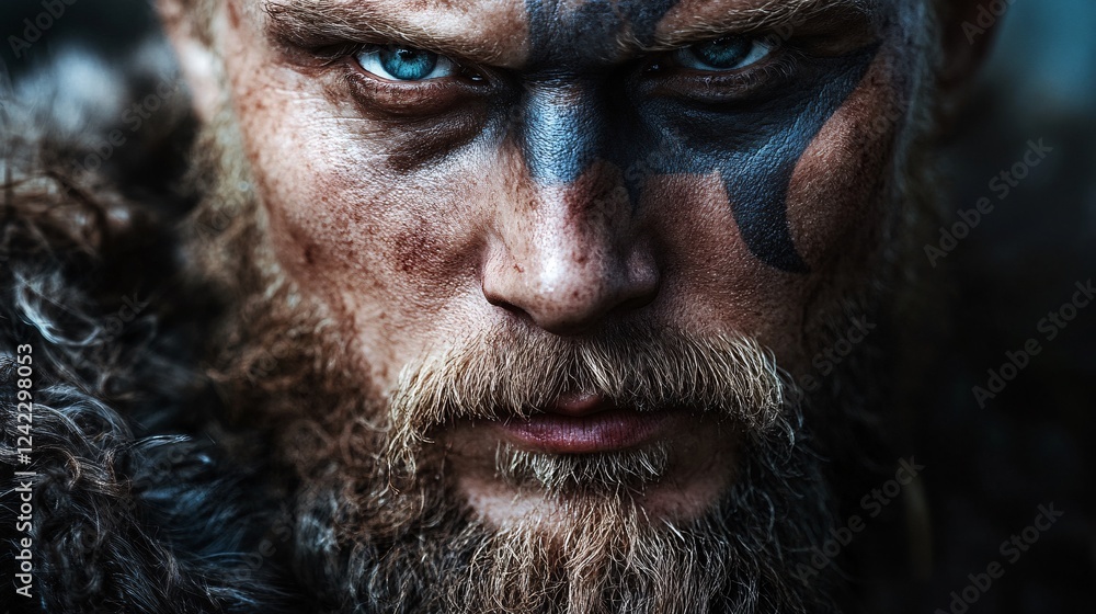 Obraz premium Viking warrior with war paint looking determined