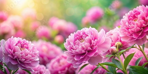 Wallpaper Mural Pink peony flowers in full bloom creating a vibrant and elegant background, peonies, pink, flowers, blooming, elegant, vibrant Torontodigital.ca