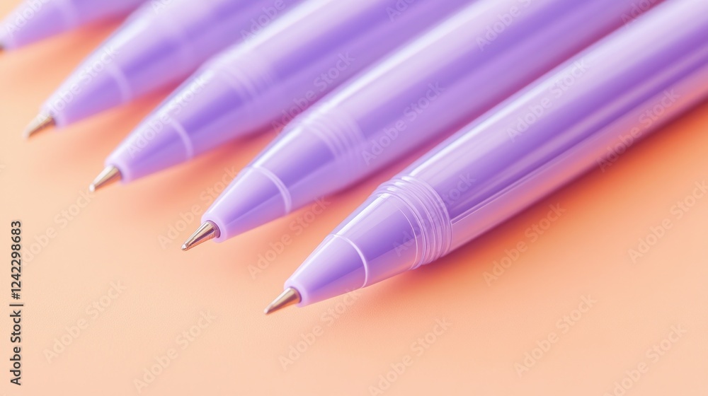 Lavender pens on peach background, close-up Lavender pens on peach background, close-up