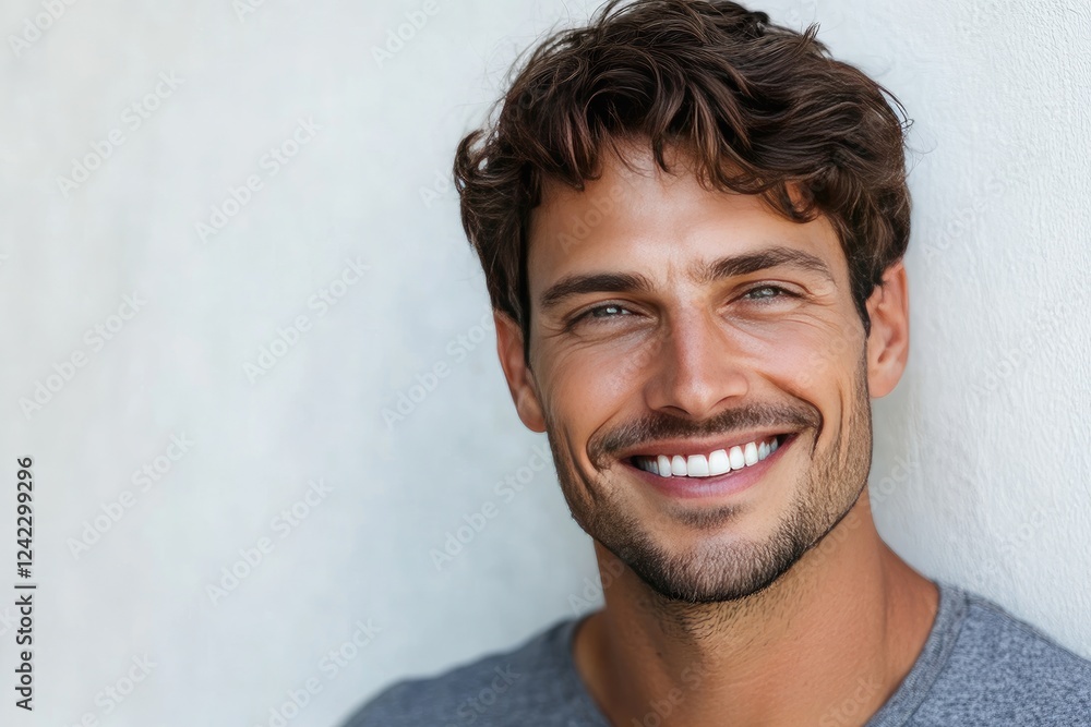 Obraz premium Handsome Man Smiling with Healthy White Teeth