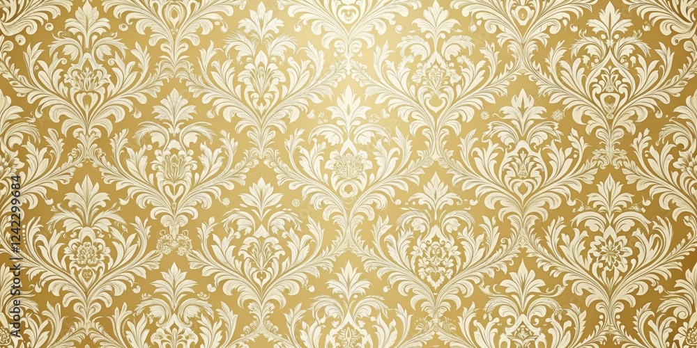 Elegant seamless damask wallpaper with intricate floral patterns in shades of gold and cream, luxury, vintage, background Elegant seamless damask wallpaper with intricate floral patterns in shades of gold and cream, luxury, vintage, background
